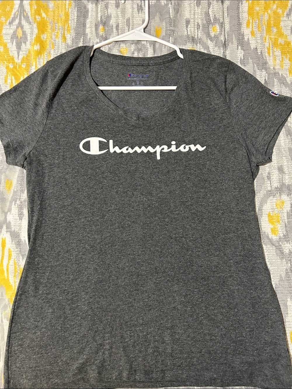 Champion Women's Dark Gray Logo Tee with White Script